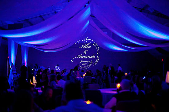 Uplighting for Royal Blue, Champagne Gold & Ivory 2